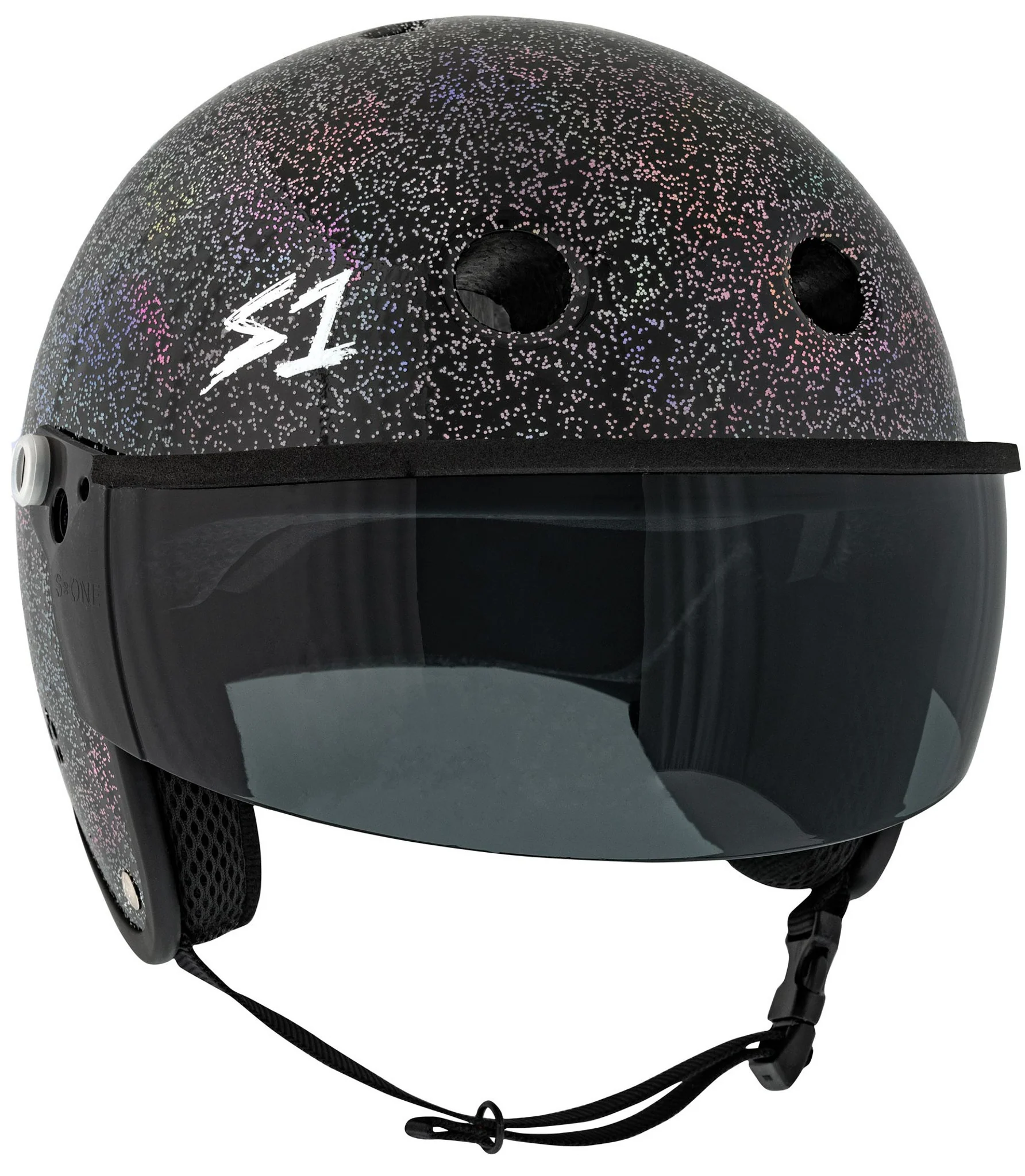 S1 Retro Lifer E-Helmet - Black Gloss Glitter - Image 4