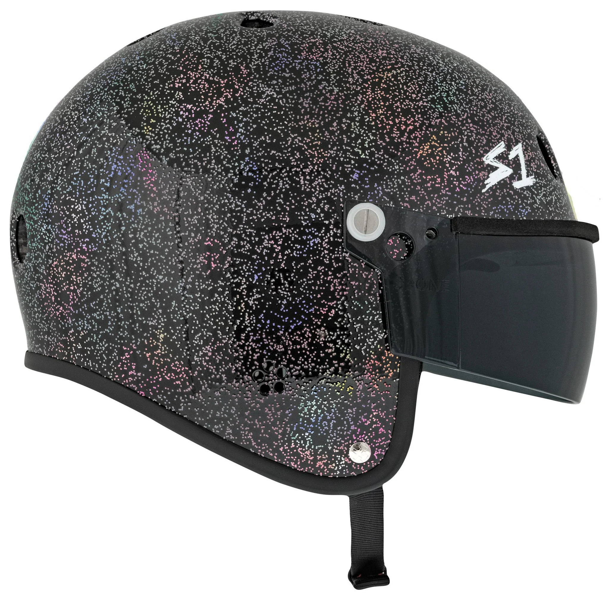 S1 Retro Lifer E-Helmet - Black Gloss Glitter - Image 5