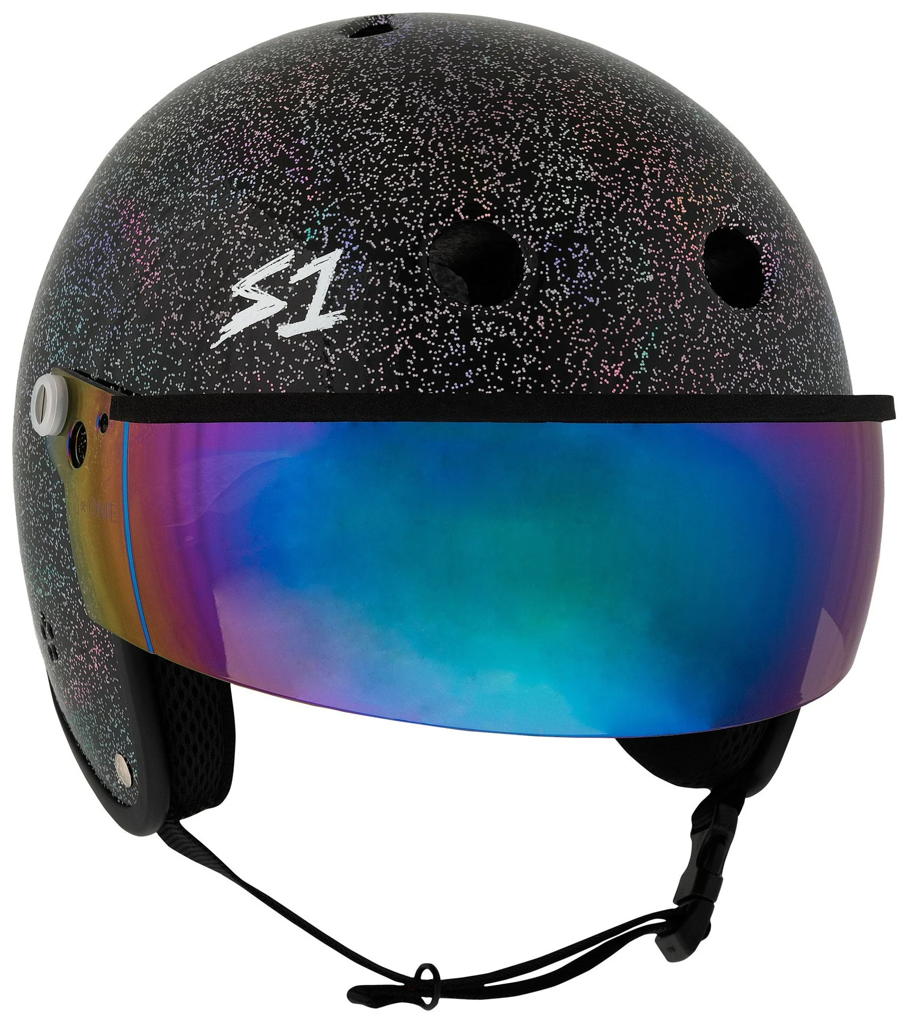 S1 Retro Lifer E-Helmet - Black Gloss Glitter - Image 8