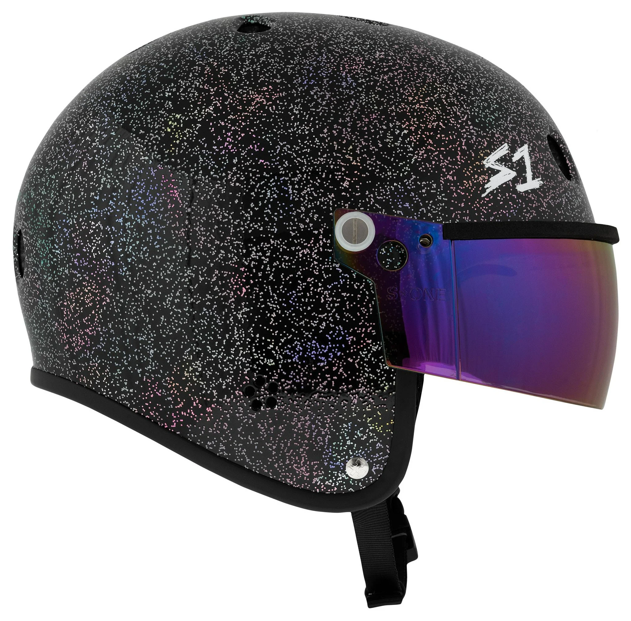 S1 Retro Lifer E-Helmet - Black Gloss Glitter - Image 9