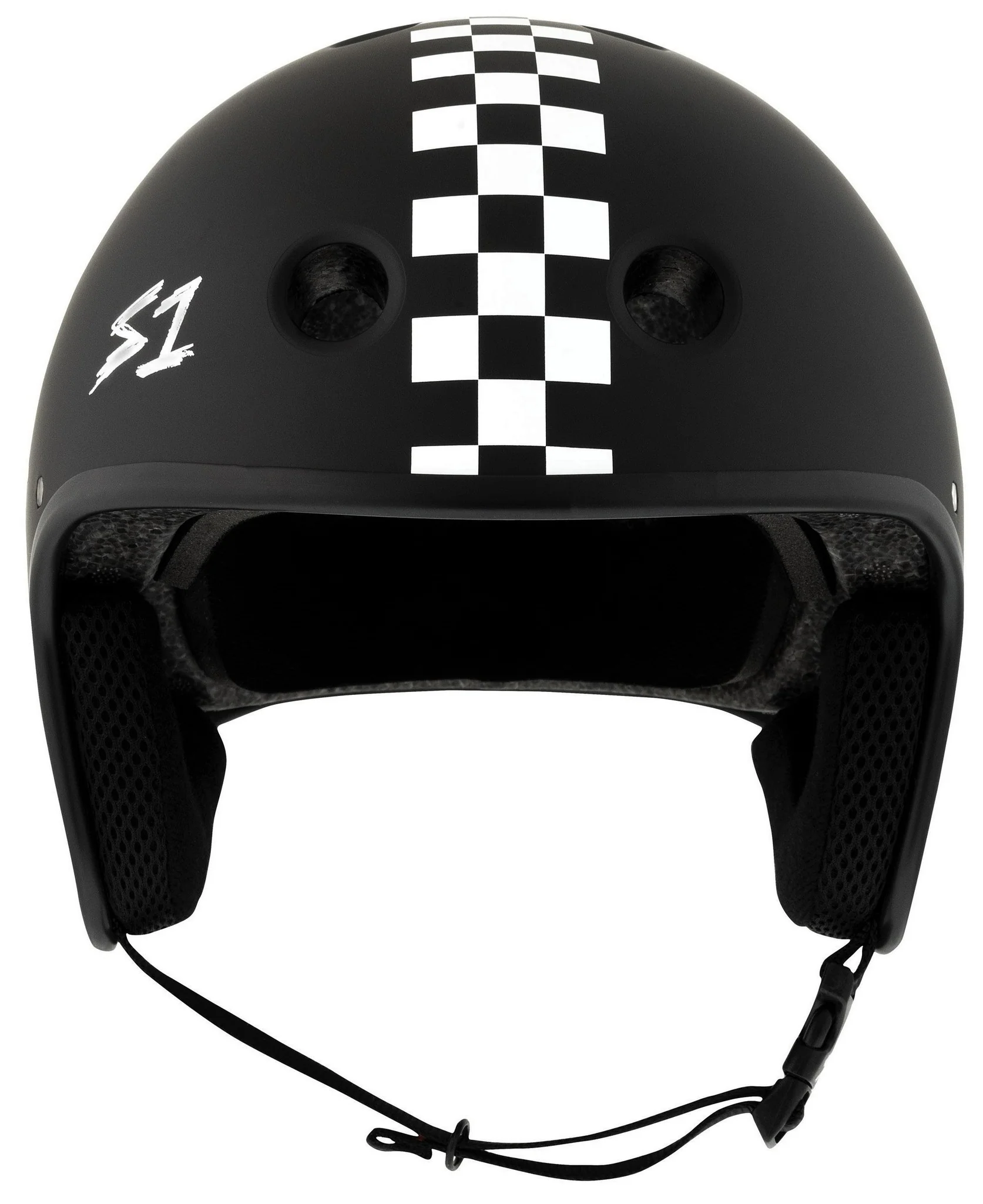 S1 Retro Lifer E-Helmet - Black Matte/Checkers - Image 3