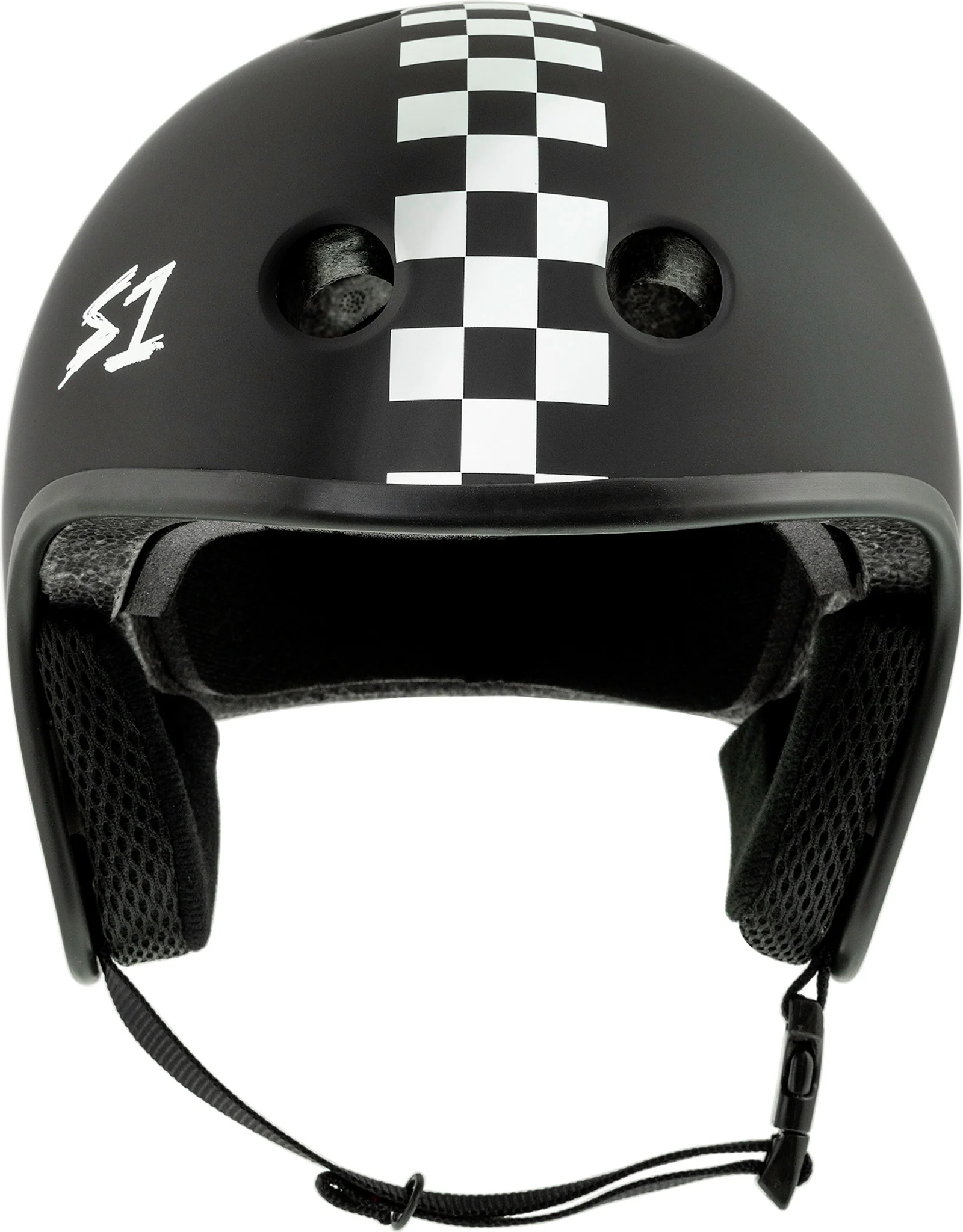 S1 Retro Lifer Helmet - Black Matte/White Checkers - Image 3