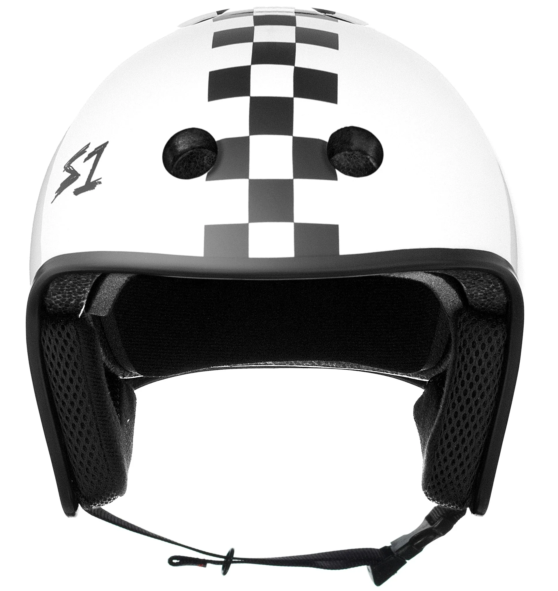 S1 Retro Lifer Helmet - White Gloss/Checkers - Image 3