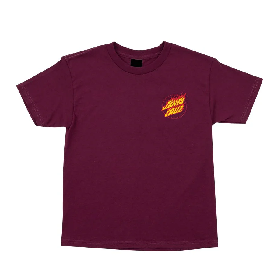 Santa Cruz Flame Hand Short Sleeve Youth T-Shirt - Burgundy - Image 2