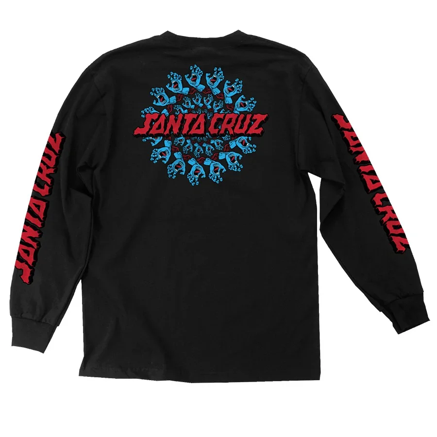 Santa Cruz Mandala Hand Long Sleeve Mens T-Shirt - Black - Image 2