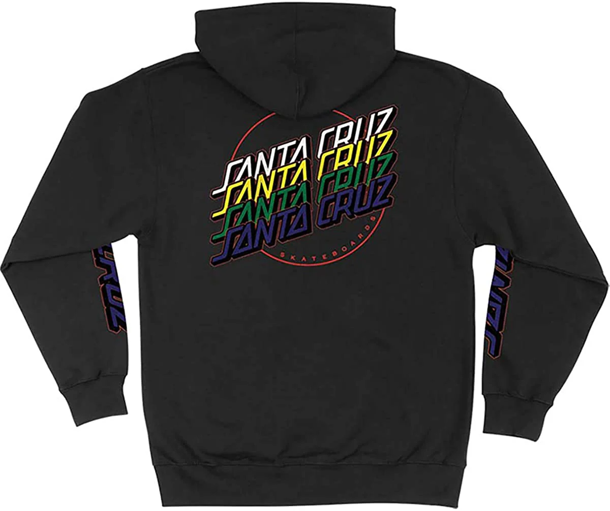 Santa Cruz Multi Strip Zip Hooded Mens Sweatshirt - Black - Image 2