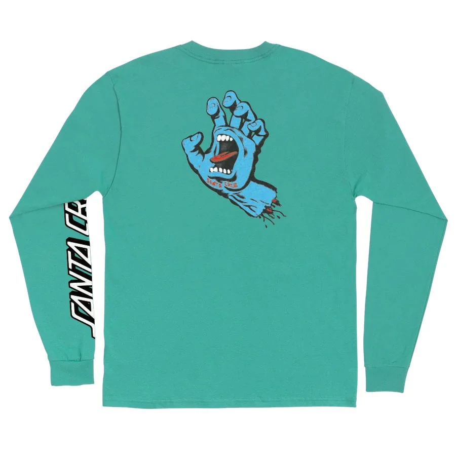 Santa Cruz Screaming Hand Long Sleeve Mens T-Shirt - Celadon - Image 2