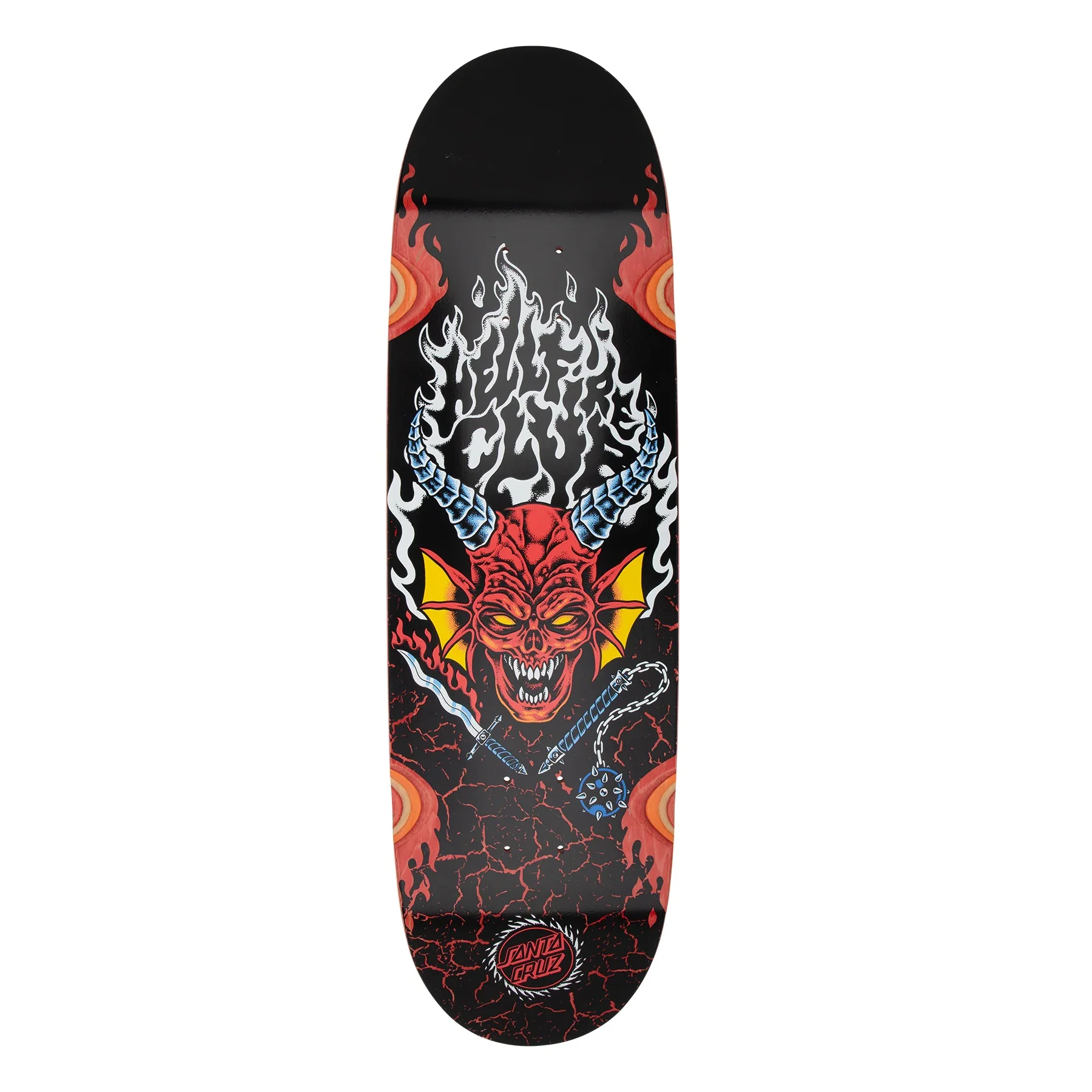 Santa Cruz x Stranger Things Hellfire Club Flames Skateboard Deck - 9″ - Image 2