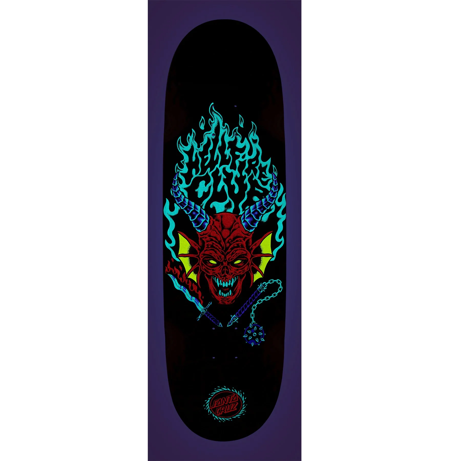 Santa Cruz x Stranger Things Hellfire Club Flames Skateboard Deck - 9″ - Image 3