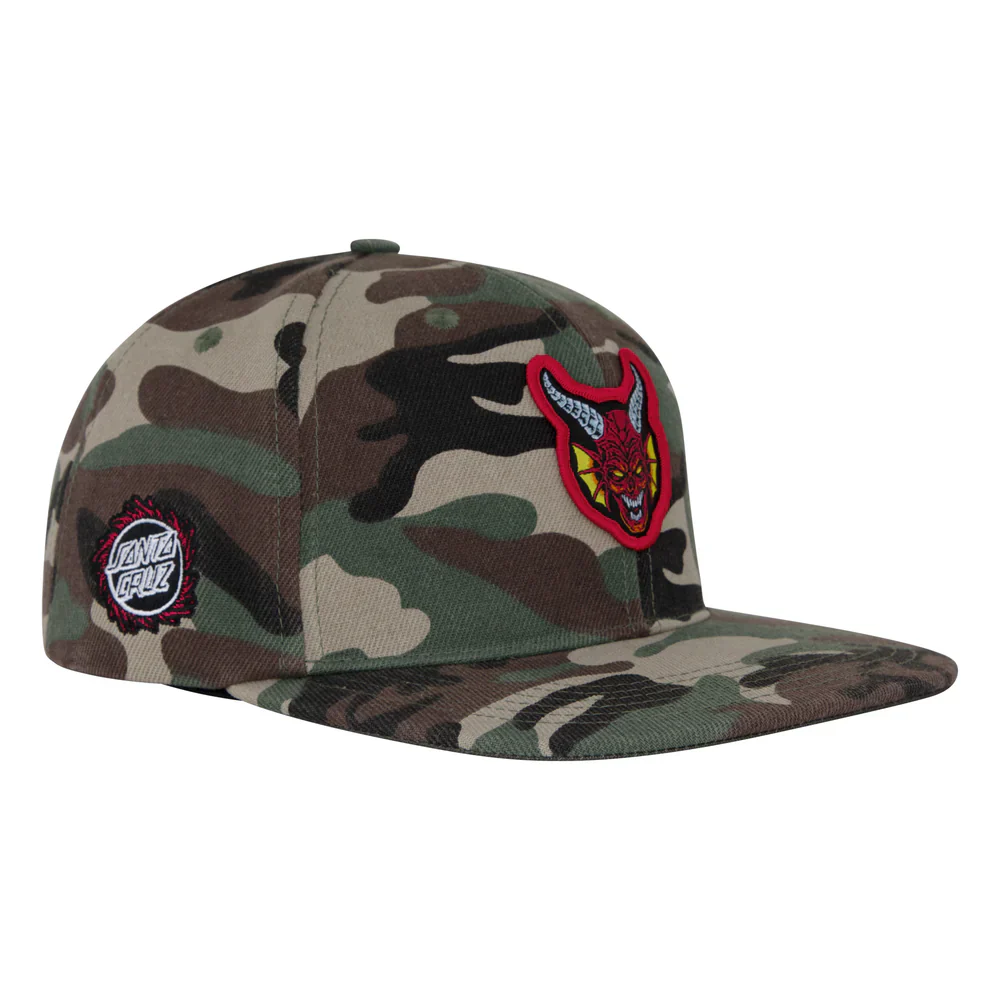 Santa Cruz x Stranger Things Hellfire Club Snapback Hat - Camo - Image 3