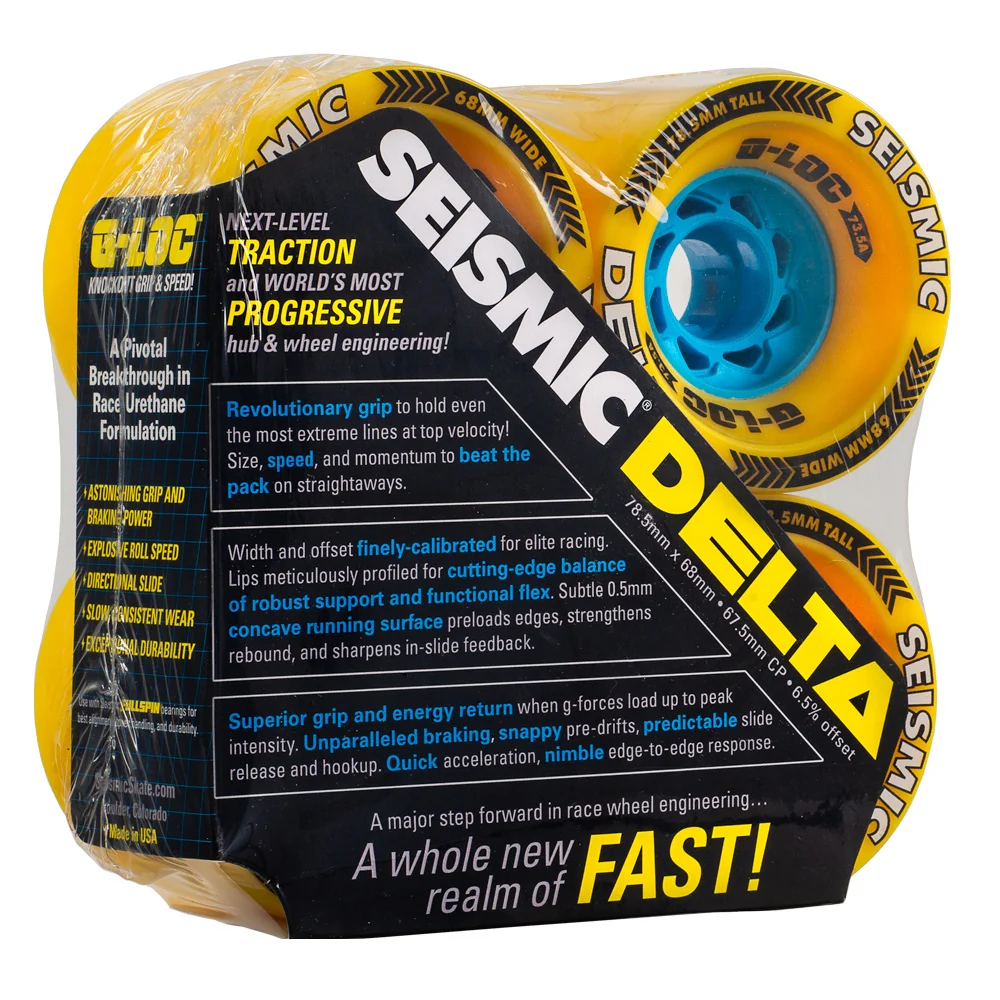 Seismic Delta 78.5x68mm 73.5a G-LOC Wheels - Yellow (Set of 4)