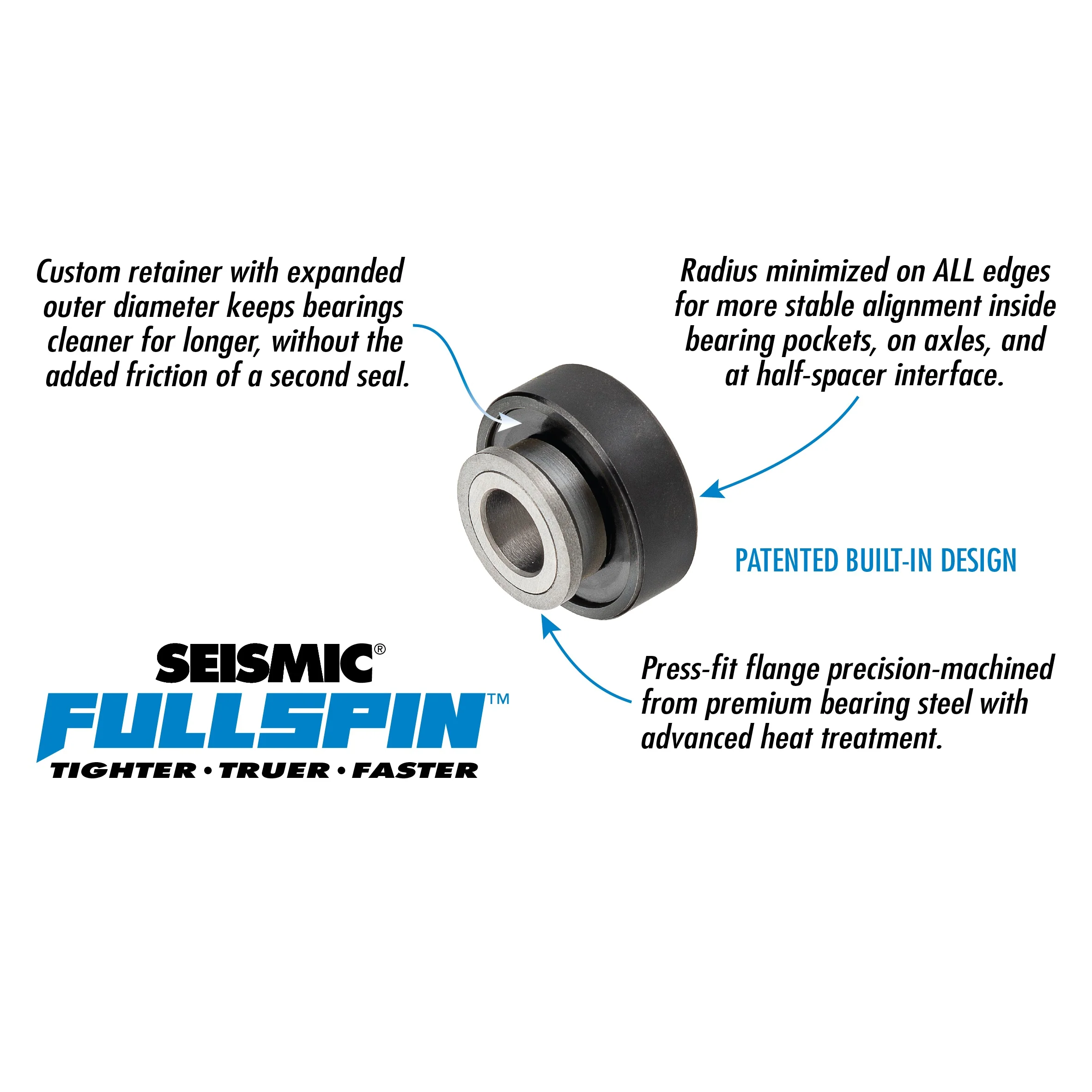 Seismic Fullspin 6-Ball Ceramic XT Built-In Bearings 8mm - Orange (Set of 8) - Image 2