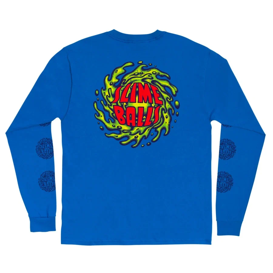 Slime Balls SB Logo Long Sleeve Mens T-Shirt - Royal Blue - Image 2