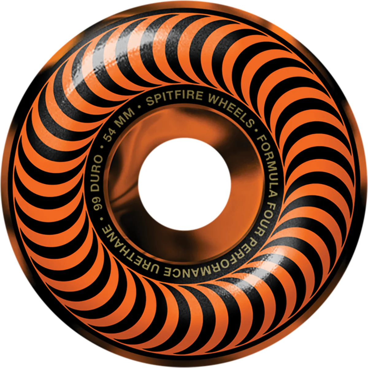 Spitfire Wheels F4 Classic Swirl 54mm 99a - Black/Orange (Set of 4)
