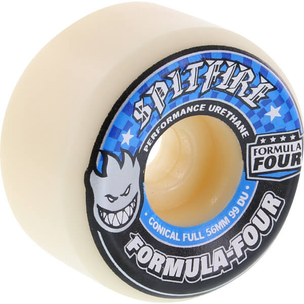 Spitfire Wheels F4 Conical Full 56mm 99a - White/Blue (Set of 4)