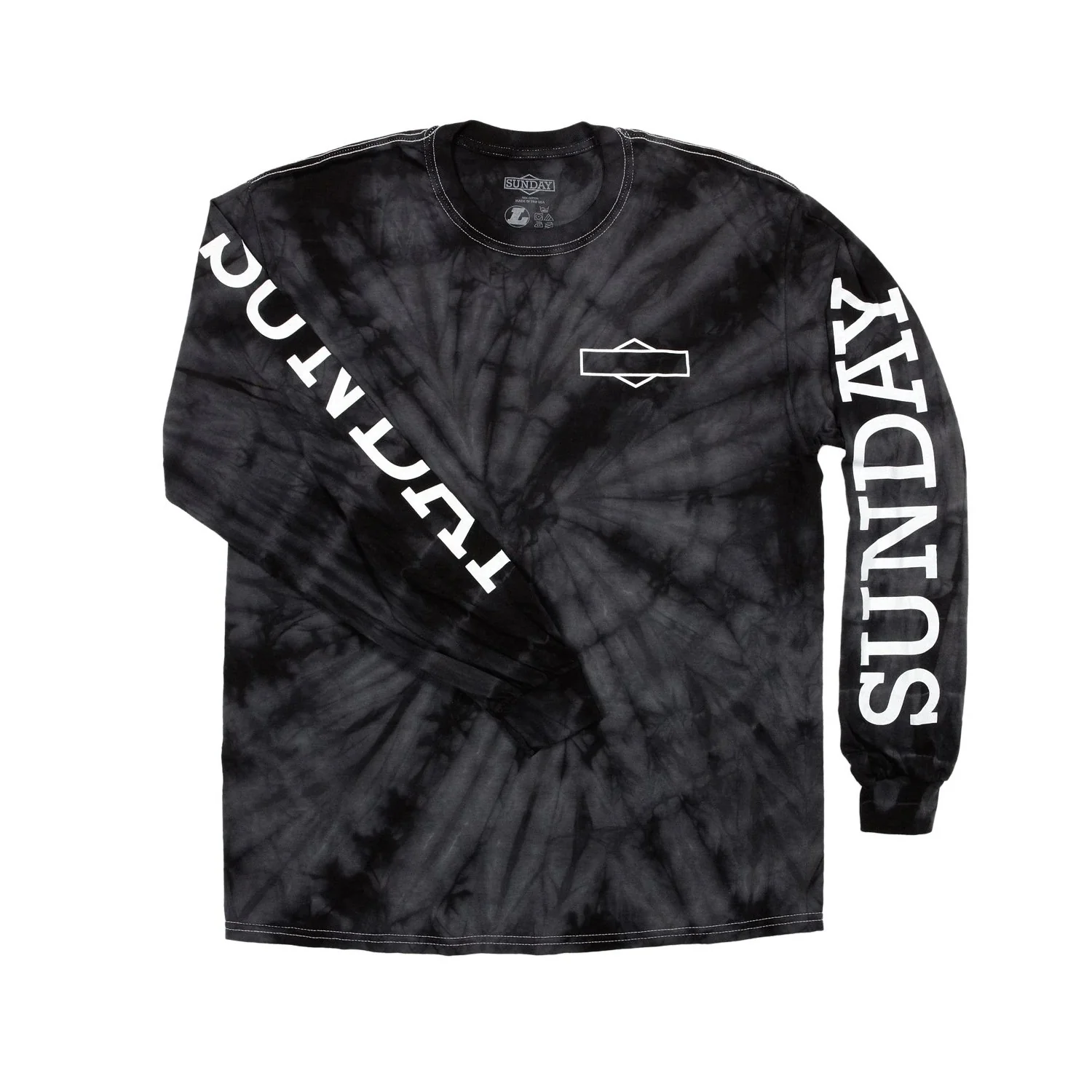 Sunday Rockwell Box Long Sleeve Tee - Tie-Dye Black