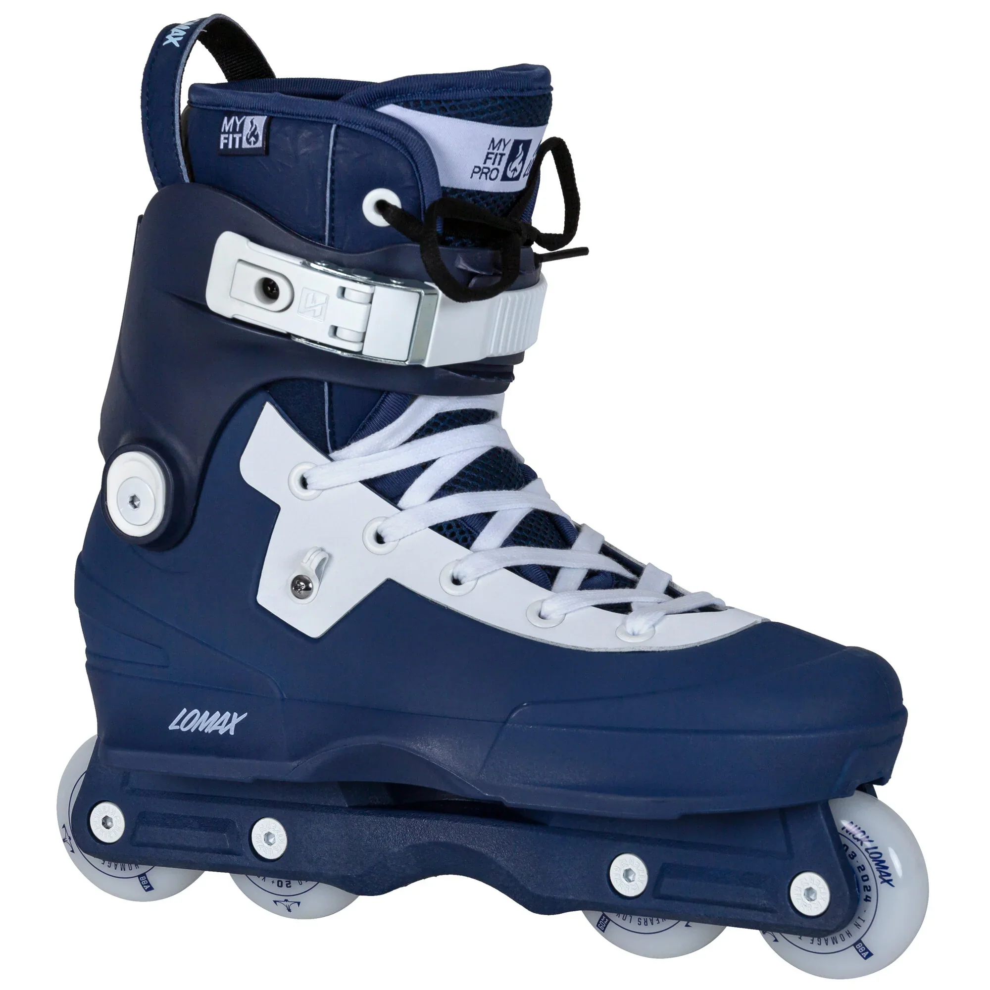 USD Aeon Nick Lomax Pro II 60 Aggressive Inline Skates Complete - Blue/White - Image 2