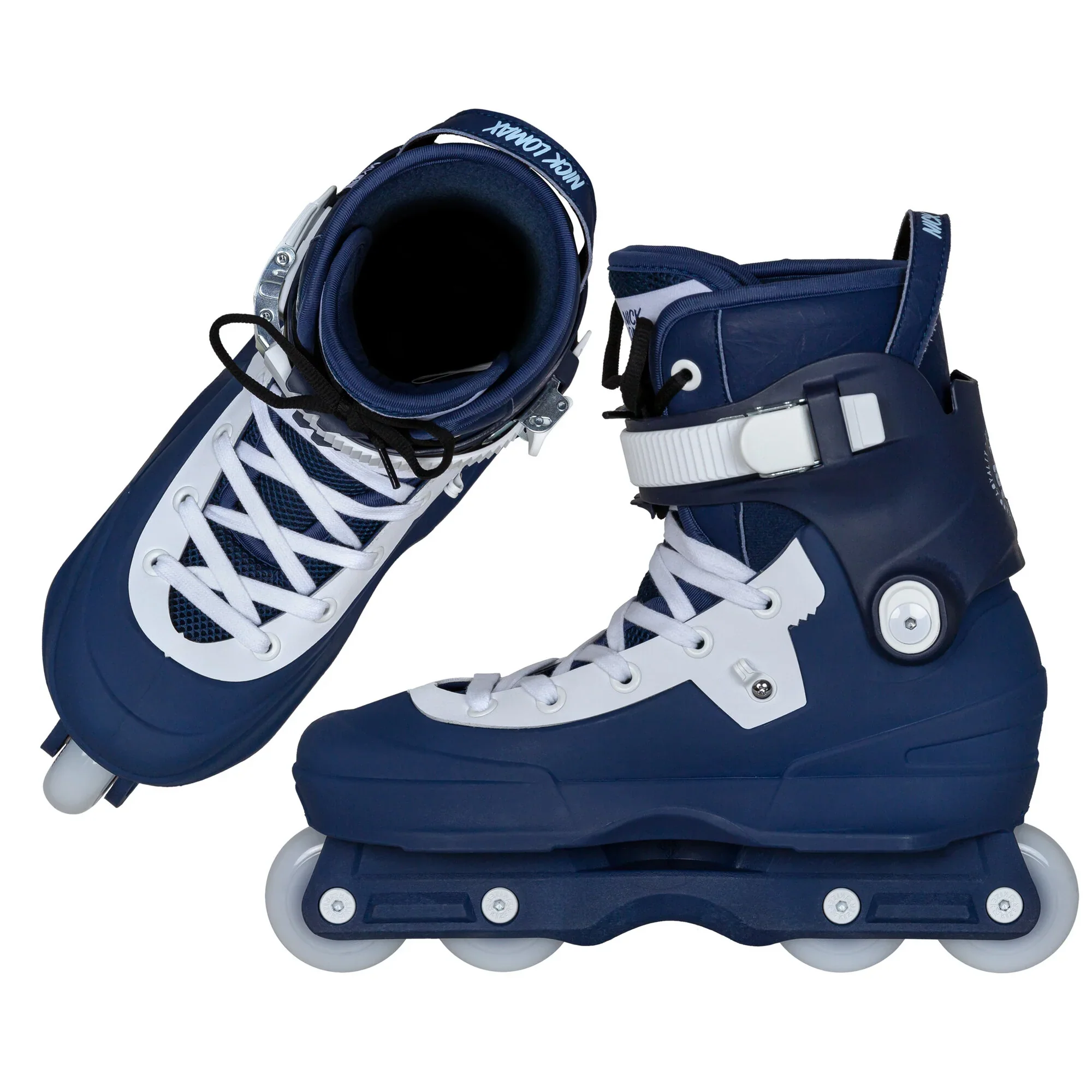USD Aeon Nick Lomax Pro II 60 Aggressive Inline Skates Complete - Blue/White - Image 4