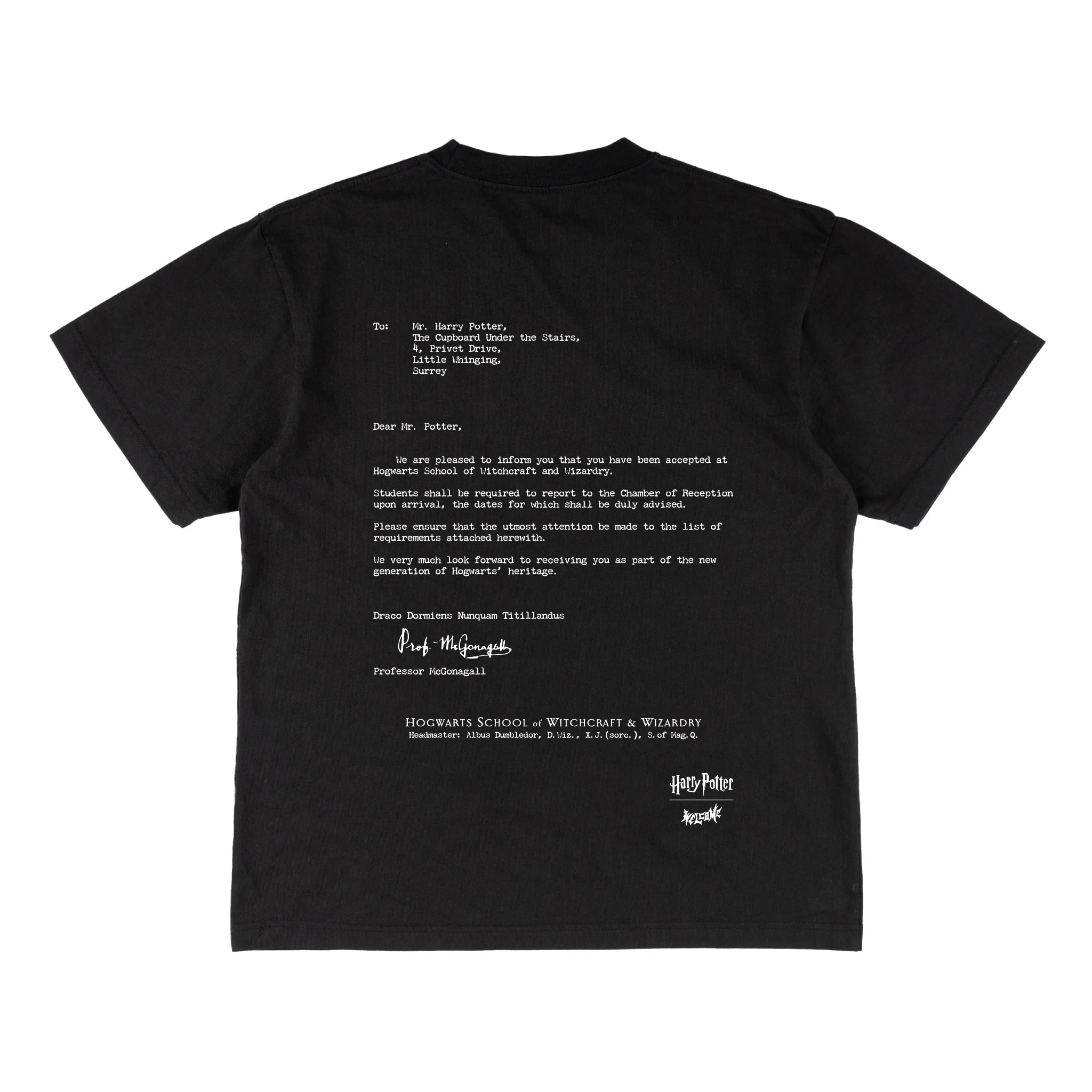 Welcome x Harry Potter Acceptance Boxy Garment-Dyed Tee - Black - Image 2