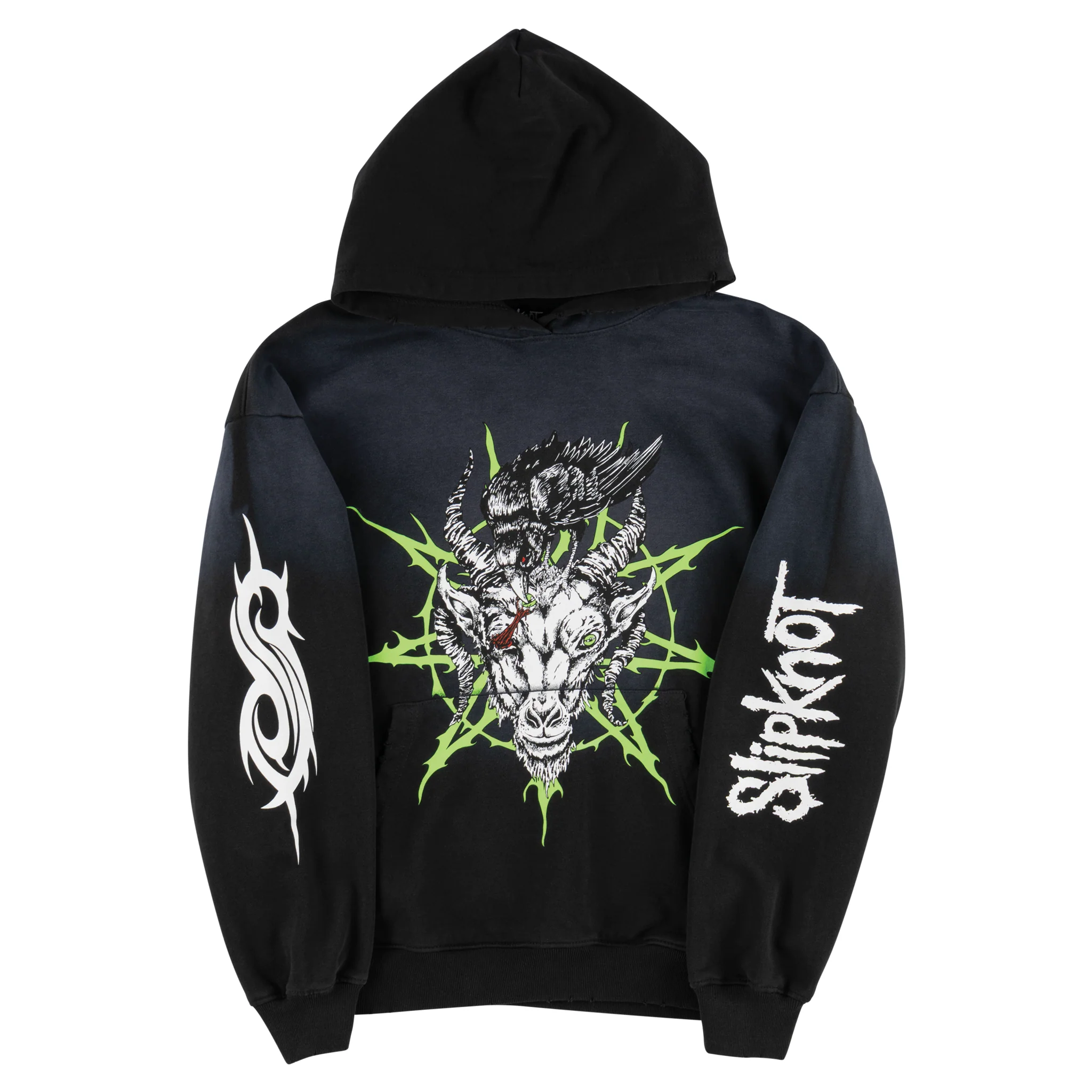 Welcome x Slipknot Ravenous Distressed Sun Fade Hoodie - Black Fade - Image 3