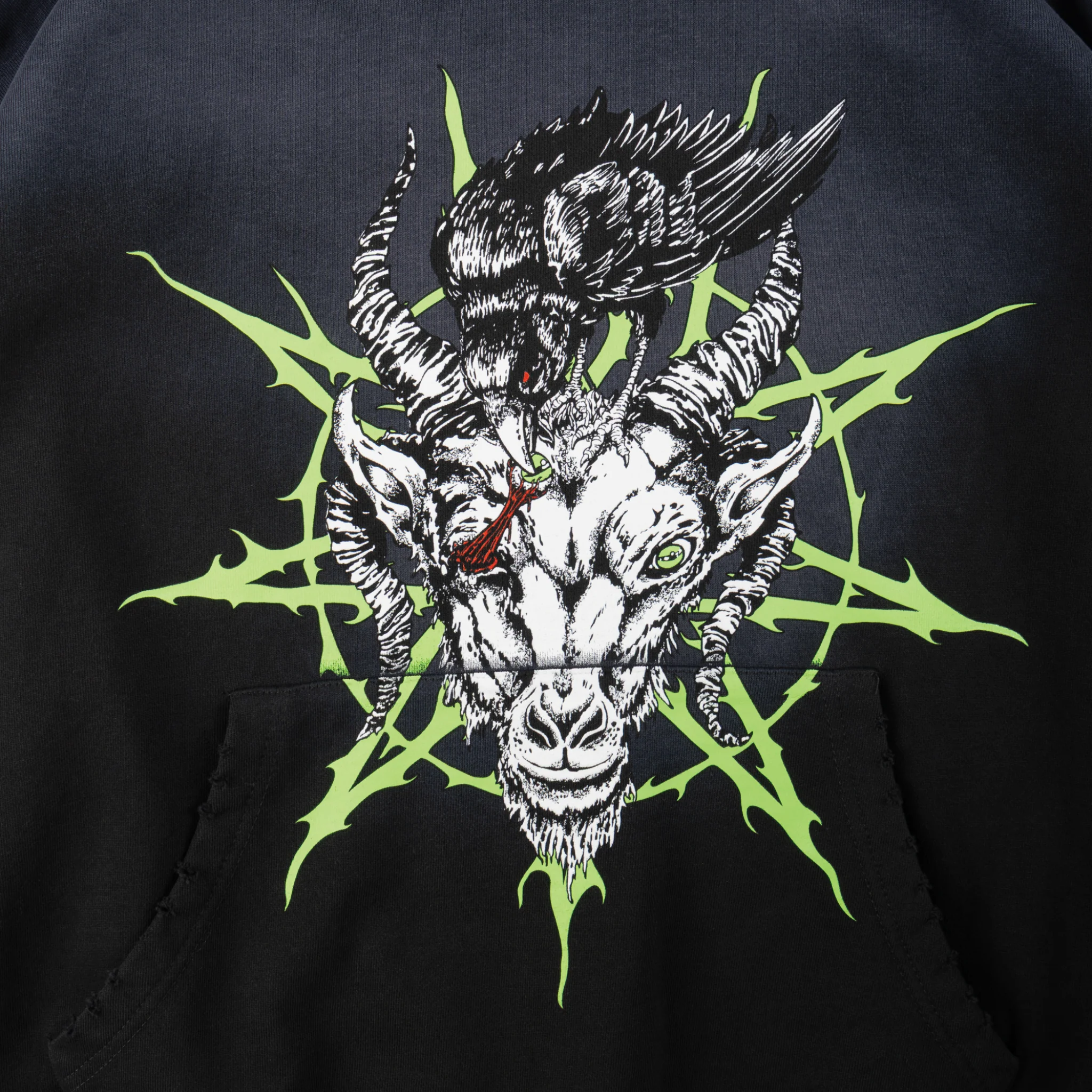 Welcome x Slipknot Ravenous Distressed Sun Fade Hoodie - Black Fade - Image 4